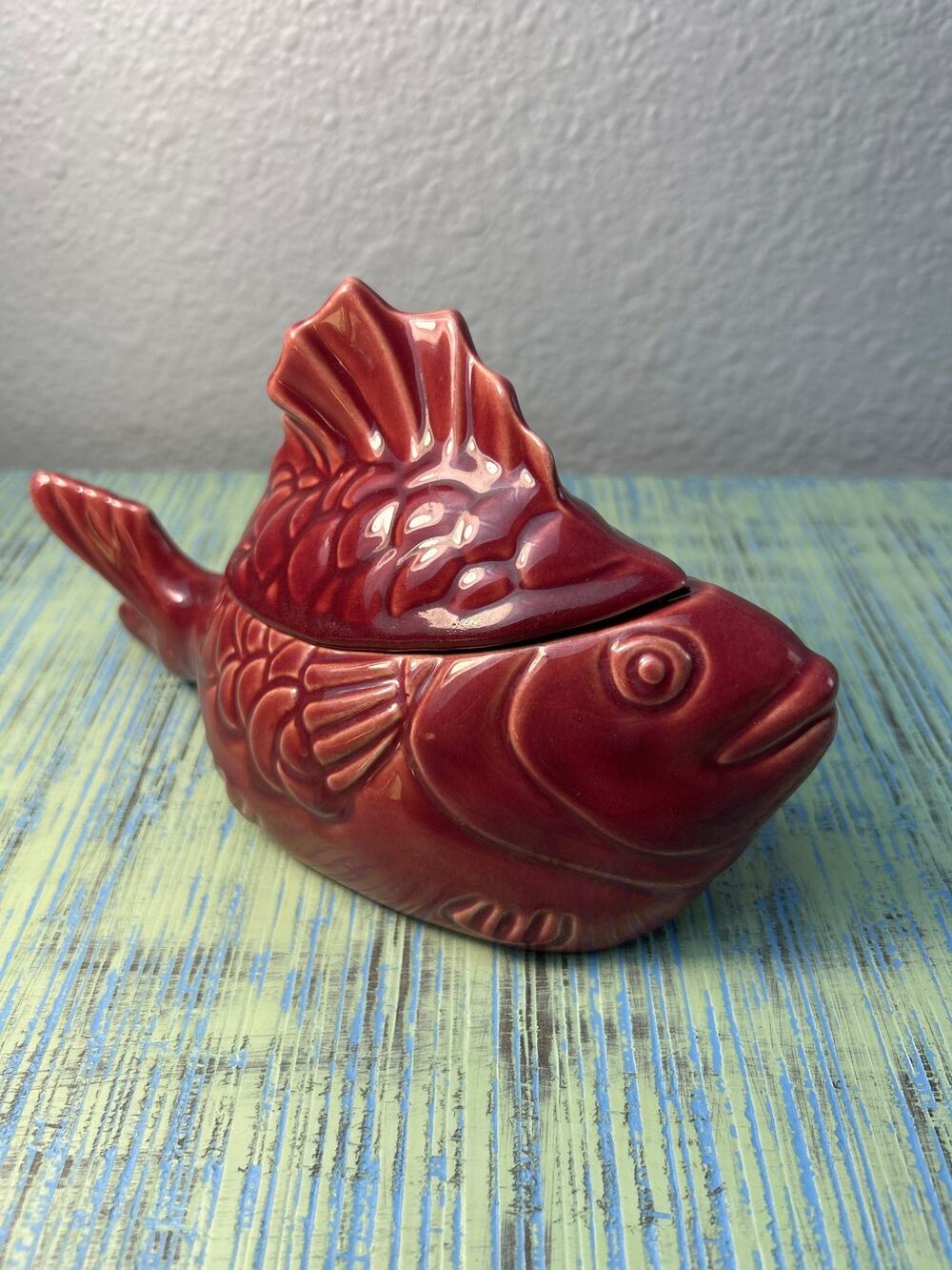 Vintage Chicken of the Sea Tuna Baker Hollydale Pottery 1940s Fish Dish Lid C